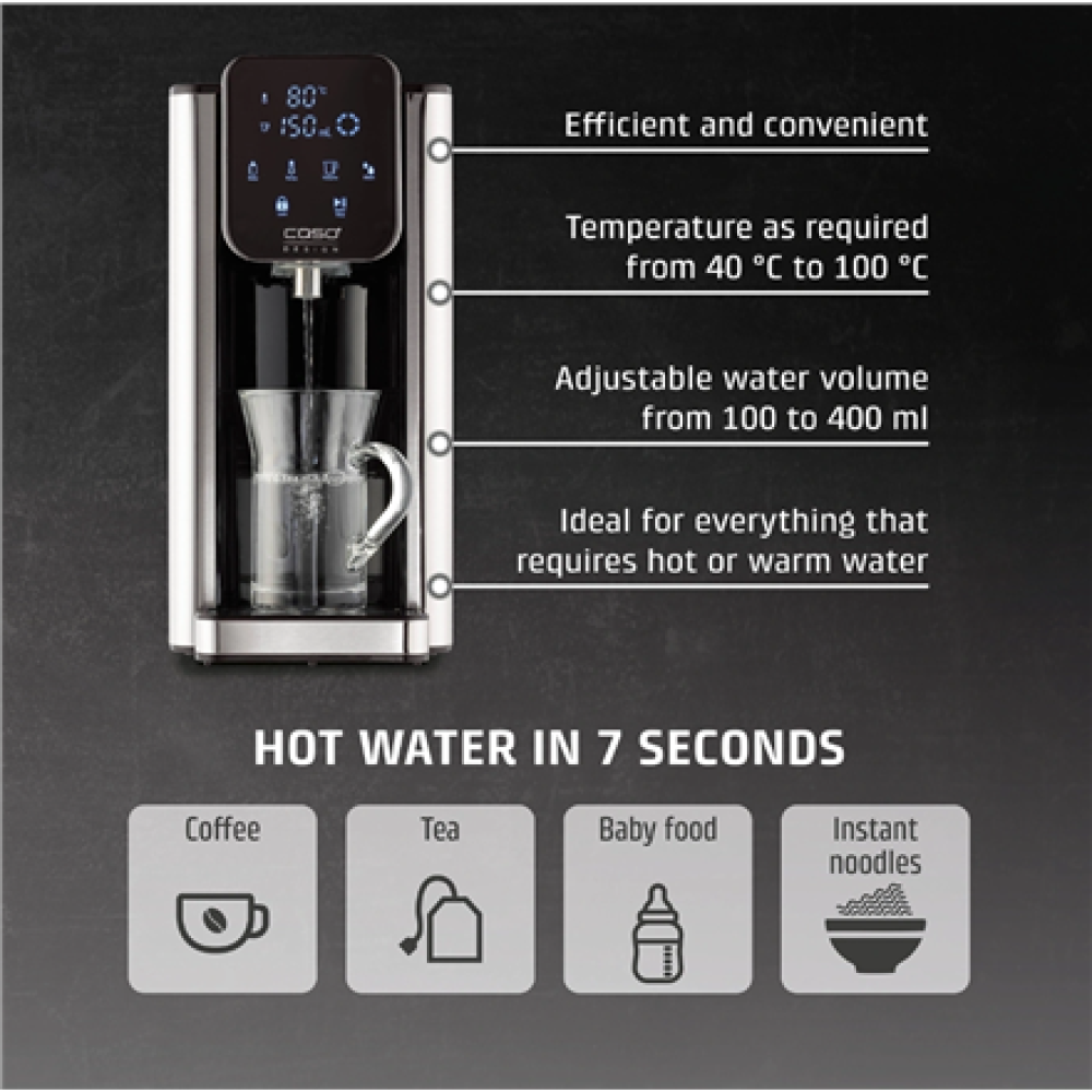 Caso HW 666 Inox , Turbo Hot Water Dispenser , Electric , 2200-2600 W , 2.7 L , Plastic/Stainless Steel , Stainless steel/Black