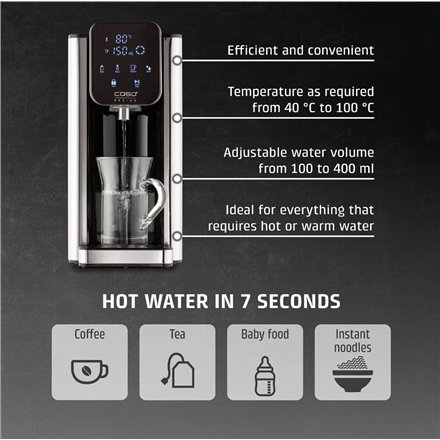 Caso HW 666 Inox , Turbo Hot Water Dispenser , Electric , 2200-2600 W , 2.7 L , Plastic/Stainless Steel , Stainless steel/Black