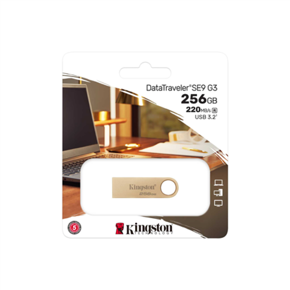 Kingston DataTraveler SE9 G3 , 256 GB , USB 3.2 , Gold