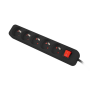 Lanberg Cable Power Strip, 5X French Outlets with Switch, Quality-Grade Copper, 1.5 m , PS1-05E-0150-BK