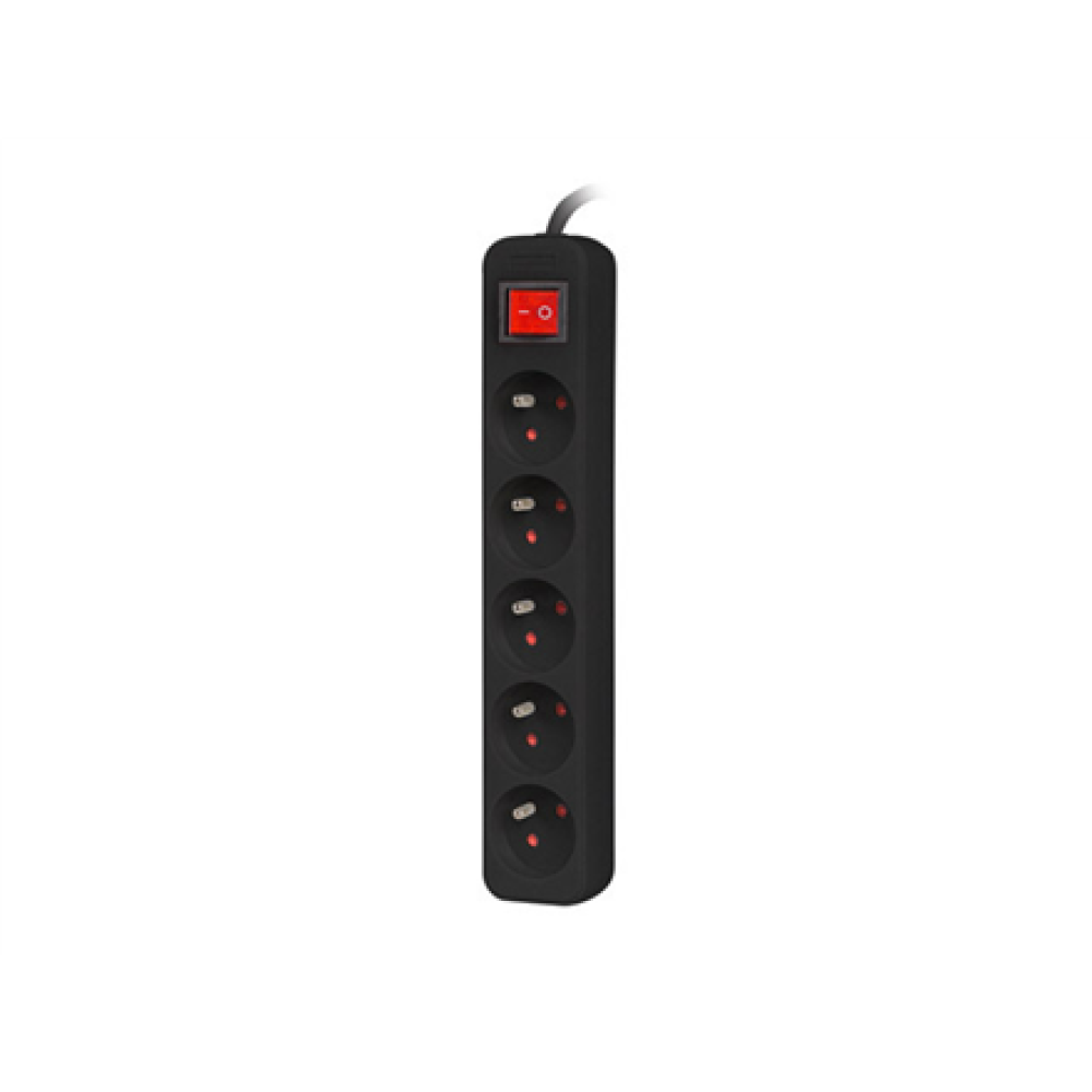 Lanberg Cable Power Strip, 5X French Outlets with Switch, Quality-Grade Copper, 1.5 m , PS1-05E-0150-BK