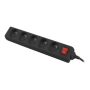 Lanberg Cable Power Strip, 5X French Outlets with Switch, Quality-Grade Copper, 1.5 m , PS1-05E-0150-BK