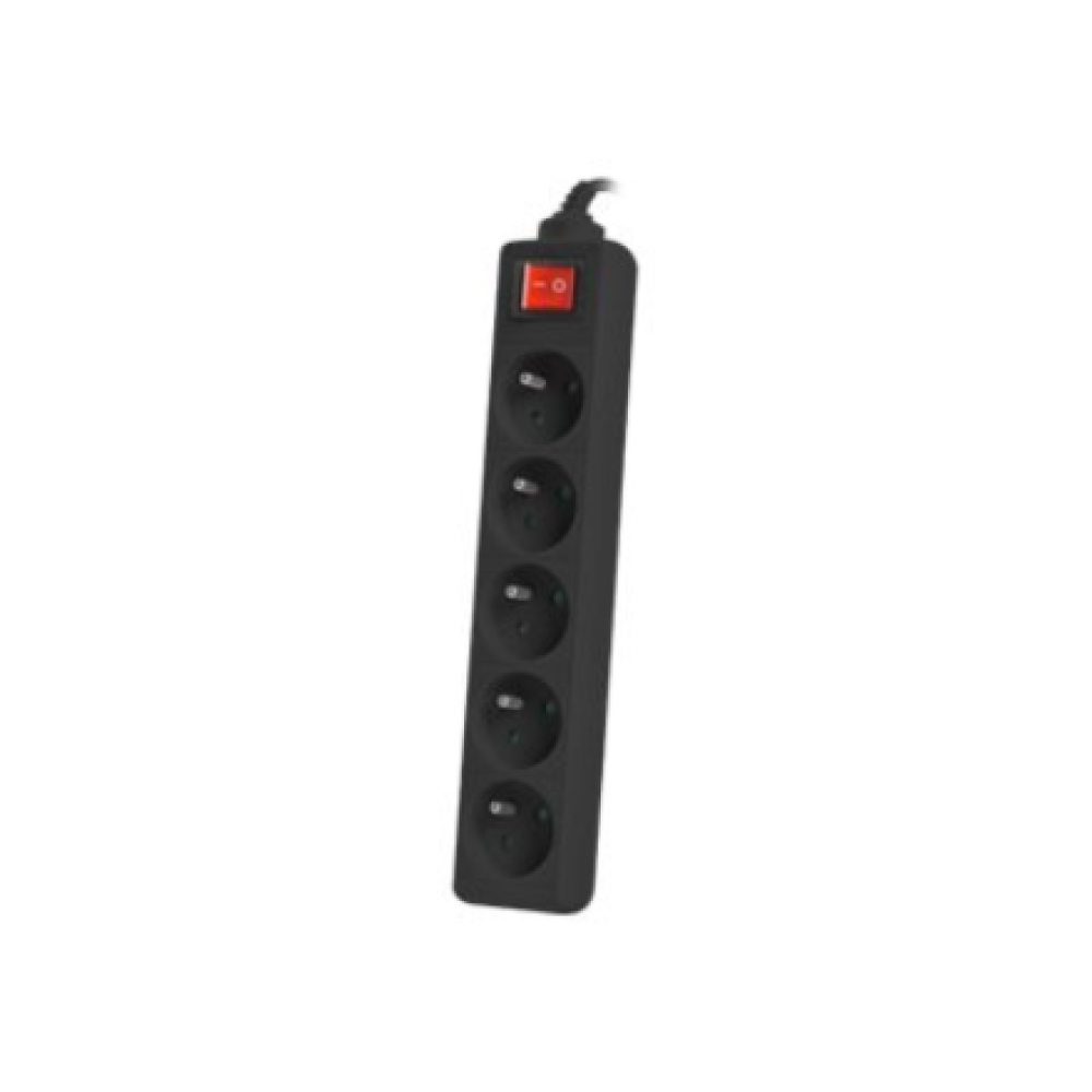 Lanberg Cable Power Strip, 5X French Outlets with Switch, Quality-Grade Copper, 1.5 m , PS1-05E-0150-BK