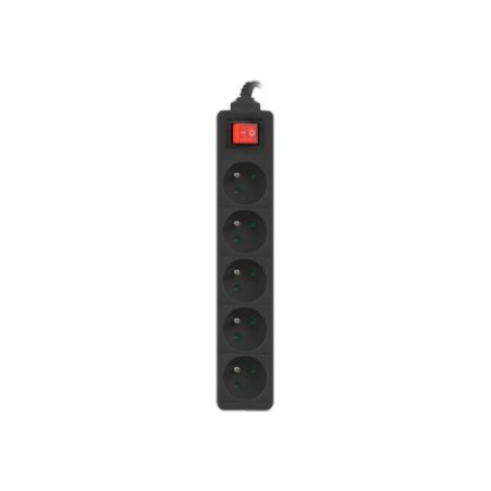 Lanberg Cable Power Strip, 5X French Outlets with Switch, Quality-Grade Copper, 1.5 m , PS1-05E-0150-BK