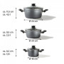 Stoneline , 3-pcs Pot Set with glass lids , 6932 , Yes , 1.5+2.5+4.5 L , 16/20/24 cm , Aluminium , Anthracite , Lid included