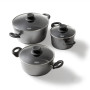 Stoneline , 3-pcs Pot Set with glass lids , 6932 , Yes , 1.5+2.5+4.5 L , 16/20/24 cm , Aluminium , Anthracite , Lid included