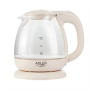Adler , Kettle , AD 1283C , Electric , 900 W , 1 L , Glass/Stainless steel , 360° rotational base , Cream