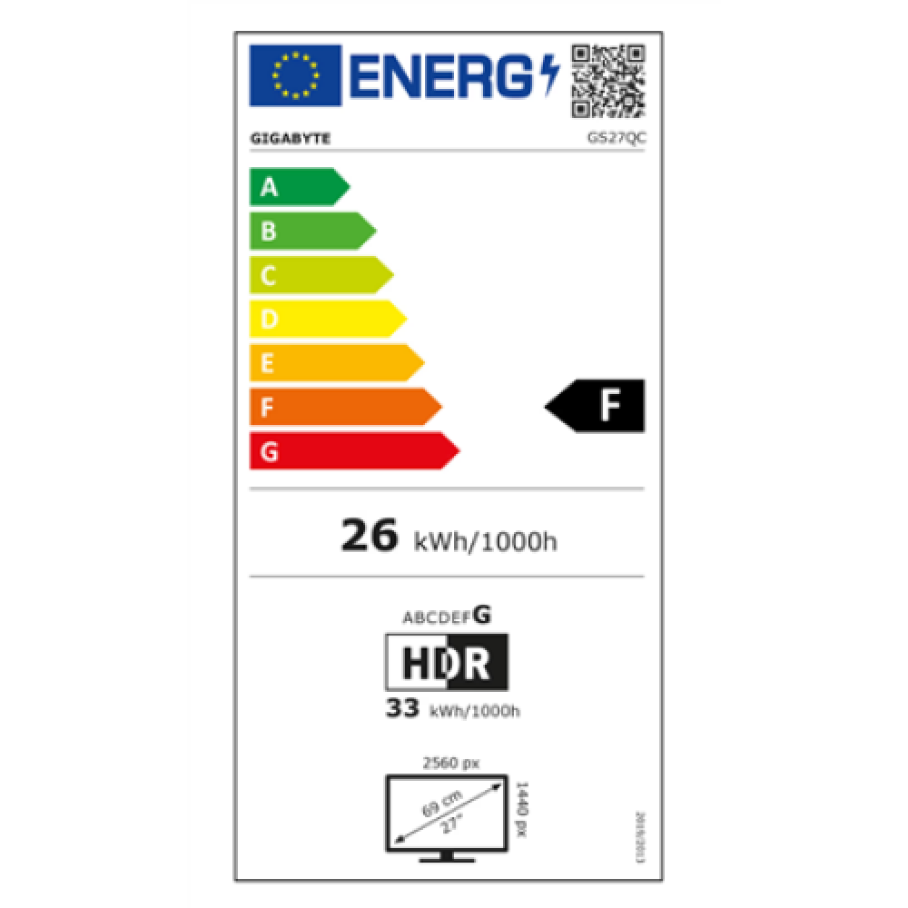 Gigabyte , Gaming Monitor , GS27QC EU , 27 , VA , 170 Hz , 1 ms , 250 cd/m² , HDMI ports quantity 2