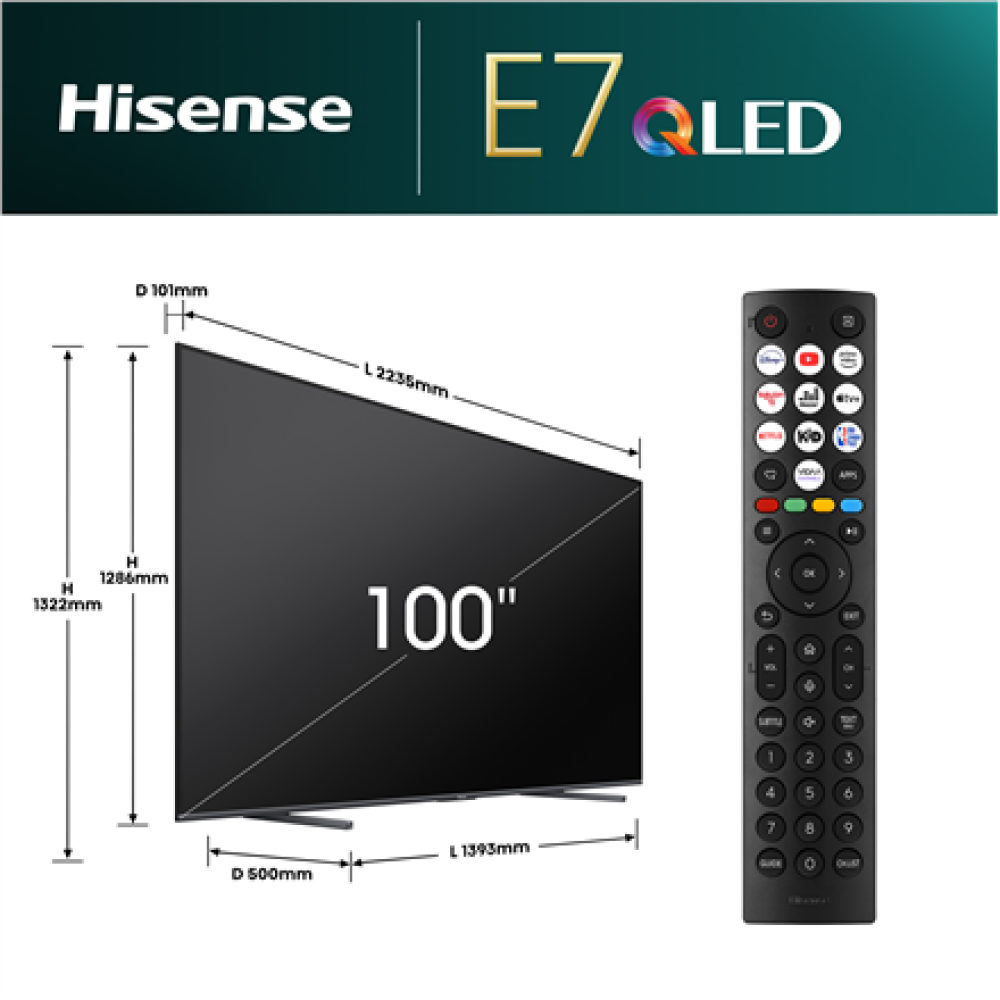 Hisense 100E7NQ , 100 , Smart TV , VIDAA U8 , UHD