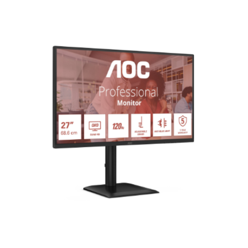 AOC Q27E4CV , 27 , IPS , QHD , 16:9 , 120 Hz , 4 ms , 2560 x 1440 pixels , 350 cd/m² , HDMI ports quantity 1 , Black