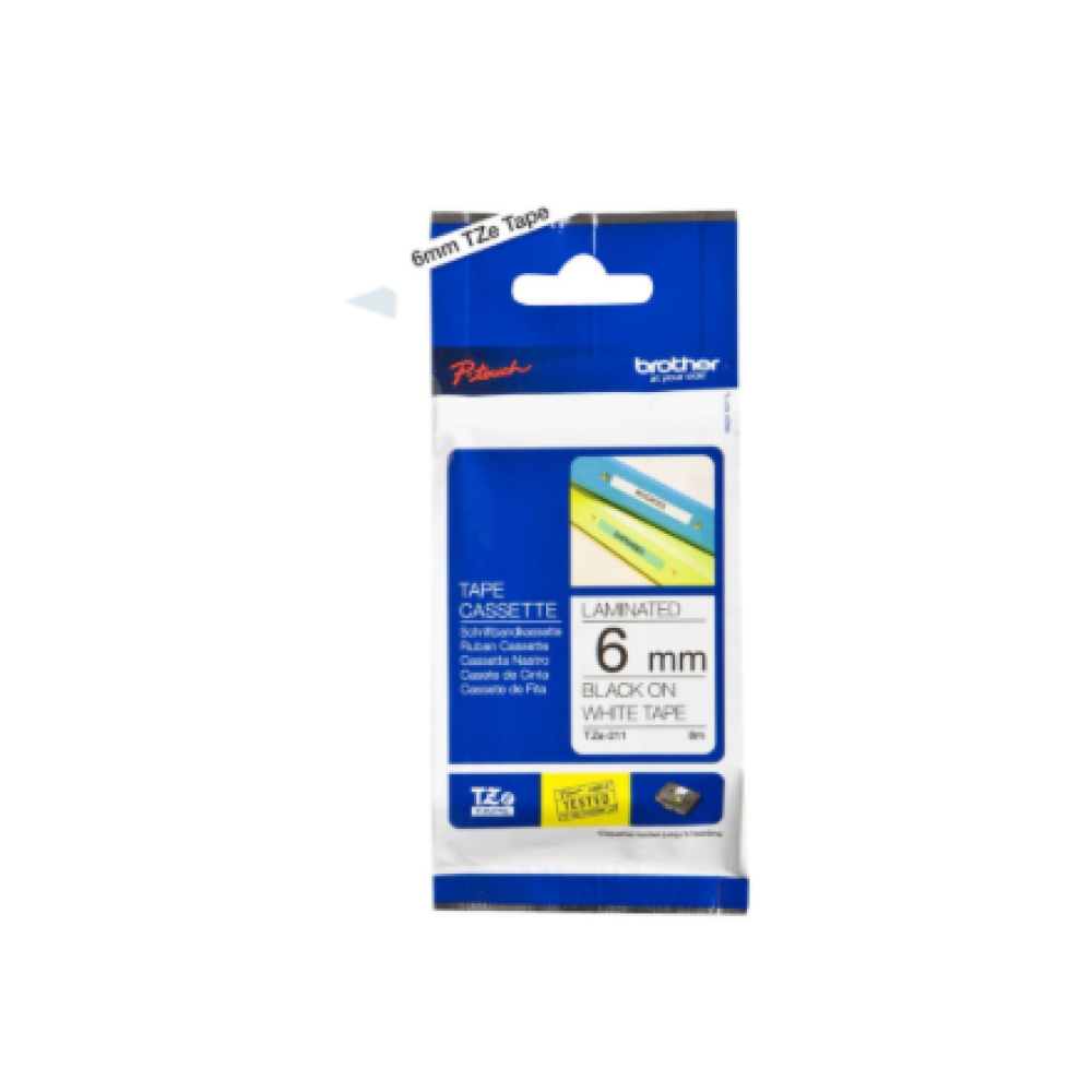 Brother , TZe-211 Laminated Tape , Black on White , TZe , 8 m , 6 cm
