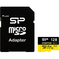 Silicon Power Memory card with adapter , Inspire , 128 GB , microSDXC , Flash memory class C10, UHS-I U3, V30, A2