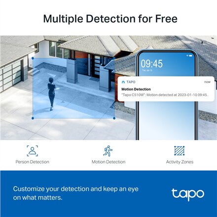 TP-LINK , Pan/Tilt Security Wi-Fi Camera , Tapo C510W , Dome , 3 MP , 3.9mm , IP65 , H.264 , MicroSD, up to 512 GB