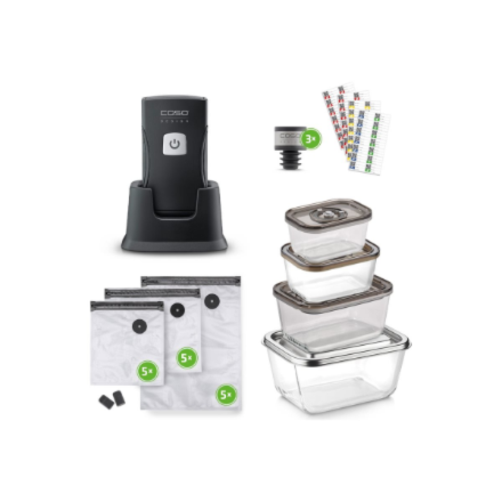 Caso Professional Hand Vacuum Sealer with Accessories , Vacu OneTouch Pro Set , Power 20 W , Black