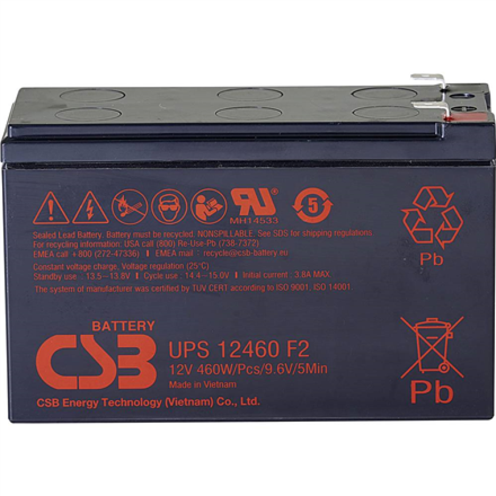 CSB Battery Battery 12V, 9Ah, AGM , UPS12460F2 , 460 W