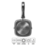 Stoneline , 21998 , Square Griddle Pan , Grill , Diameter 16 cm , Suitable for induction hob , Fixed handle , Black