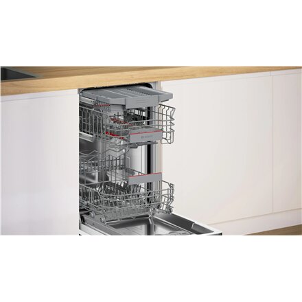 Bosch Dishwasher , SPV4EMX25E , Built-in , Width 45 cm , Number of place settings 10 , Number of programs 6 , Energy efficiency class C , AquaStop function , White