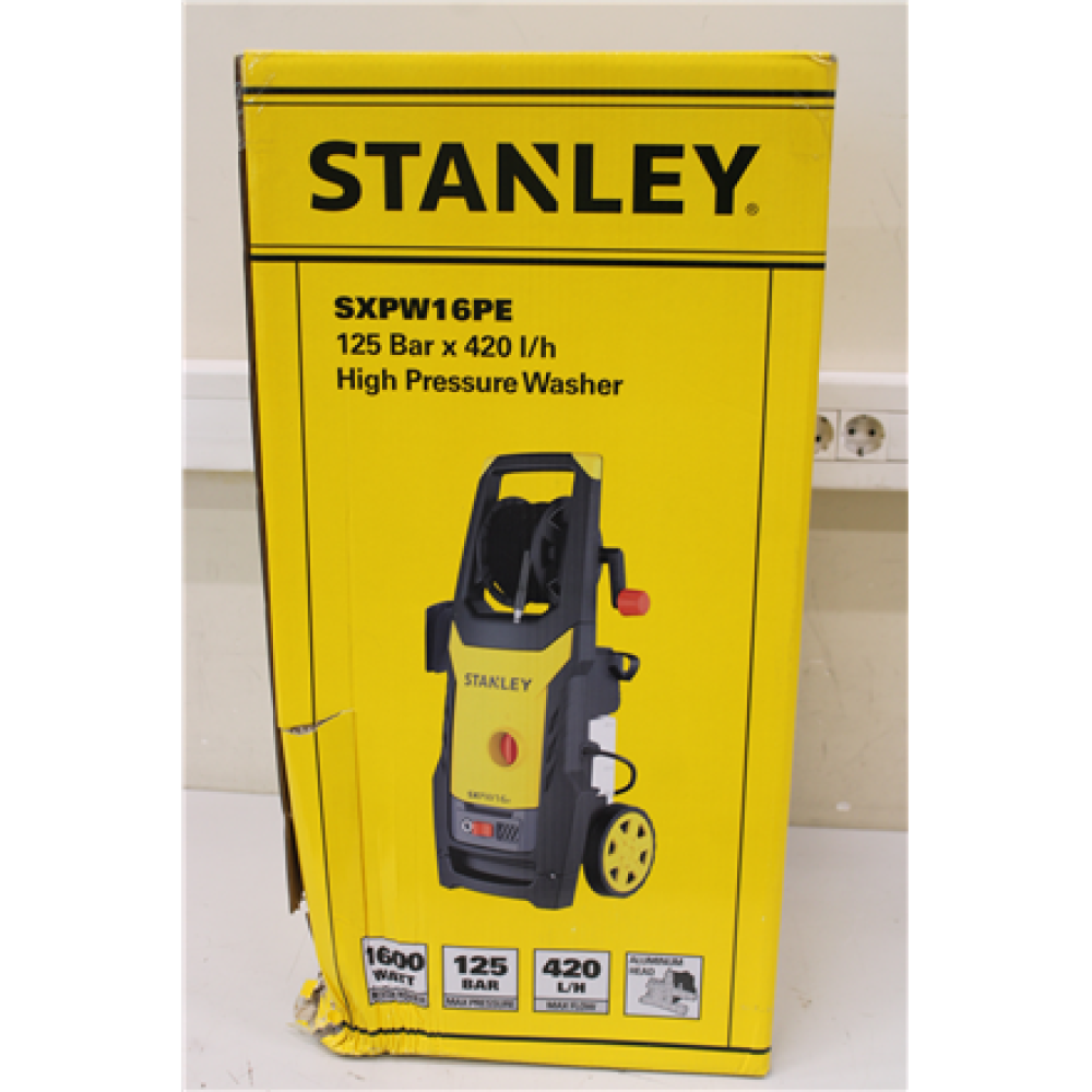 SALE OUT. STANLEY SXPW16PE High Pressure Washer with Patio Cleaner (1600 W, 125 bar, 420 l/h) , Stanley Pressure Washer 1600 W , 125 bar , 420 l/h , DAMAGED PACKAGING