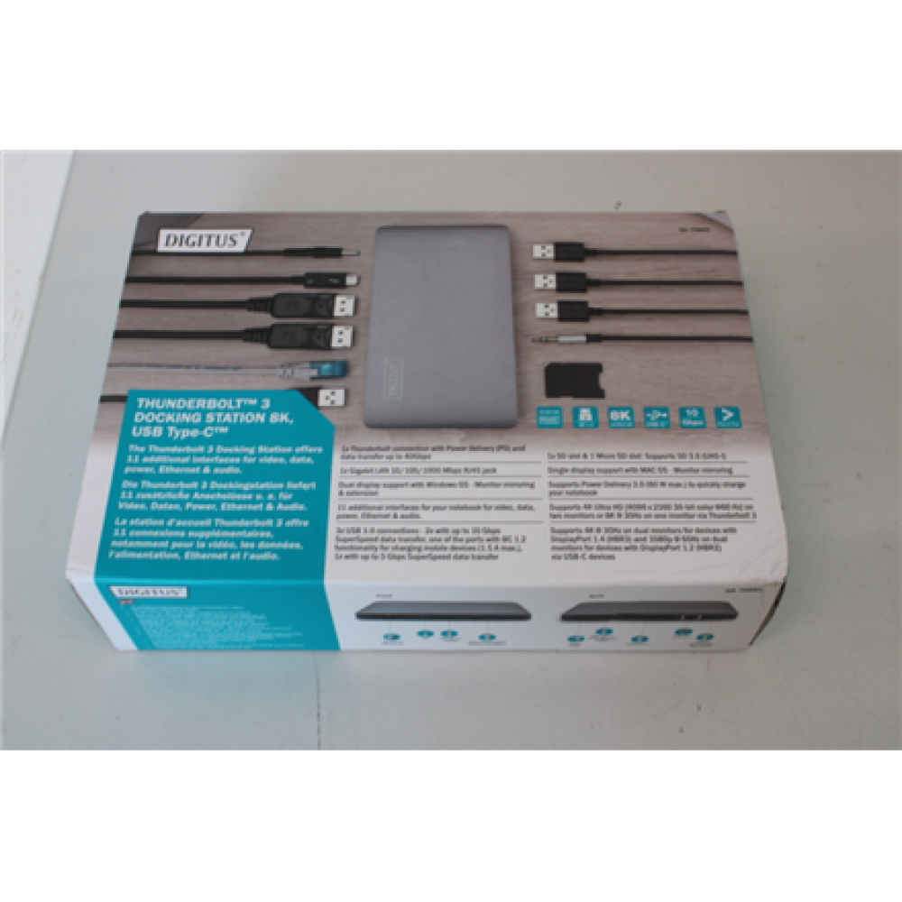 SALE OUT. , Digitus , Thunderbolt™ 3 Dockingstation 8K, USB Type-C™ , Ethernet LAN , Warranty 24 month(s) , DAMAGED PACKAGING, UNPACKED