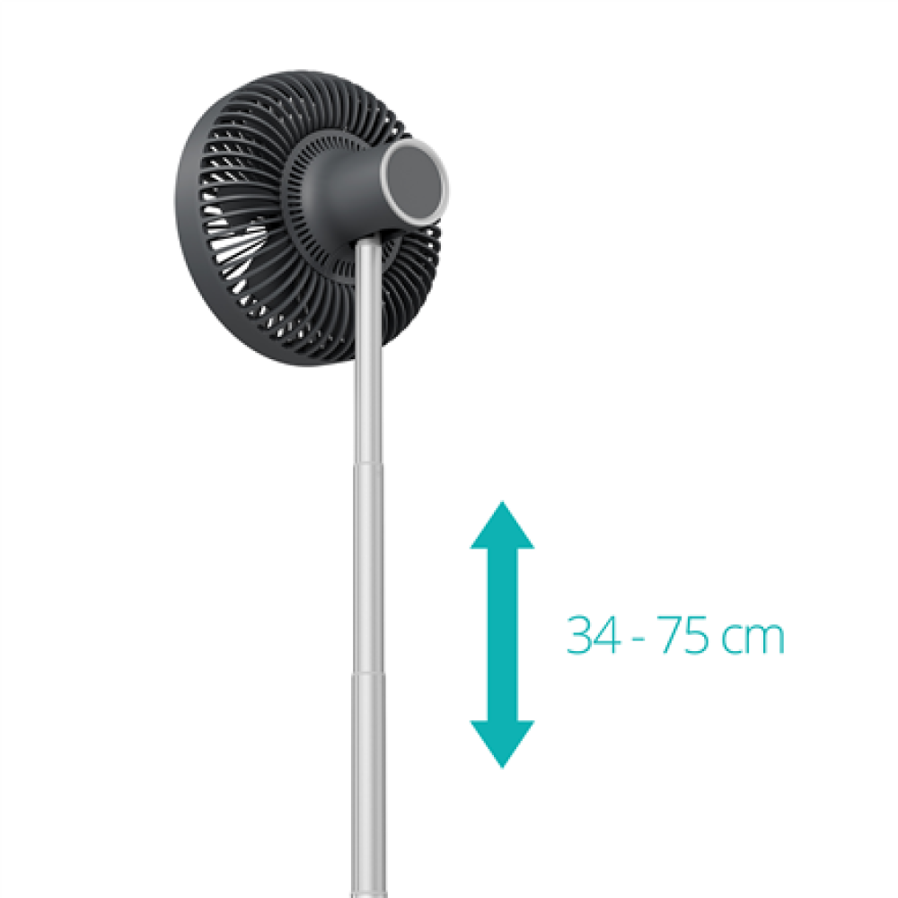 Duux Fan , Rize Flex , Stand Fan , Grey , Diameter 21 cm , Number of speeds 4 , Oscillation , 10 W