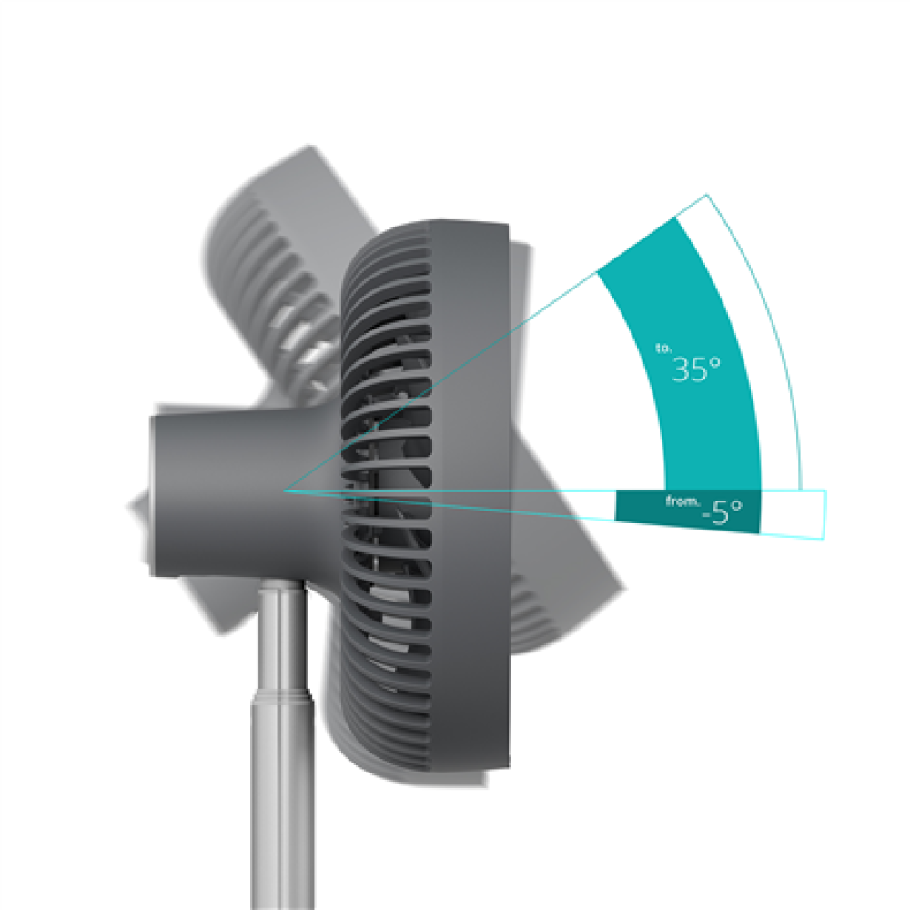 Duux Fan , Rize Flex , Stand Fan , Grey , Diameter 21 cm , Number of speeds 4 , Oscillation , 10 W