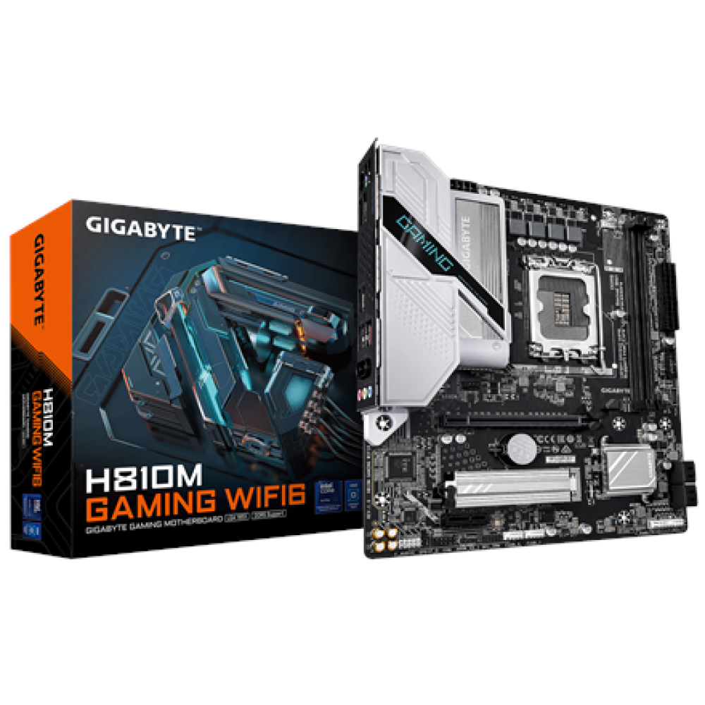 Gigabyte H810M GAMING WIFI6 , Processor family Intel , Processor socket LGA1851 , DDR5 , Supported hard disk drive interfaces M.2, SATA , Number of SATA connectors 4