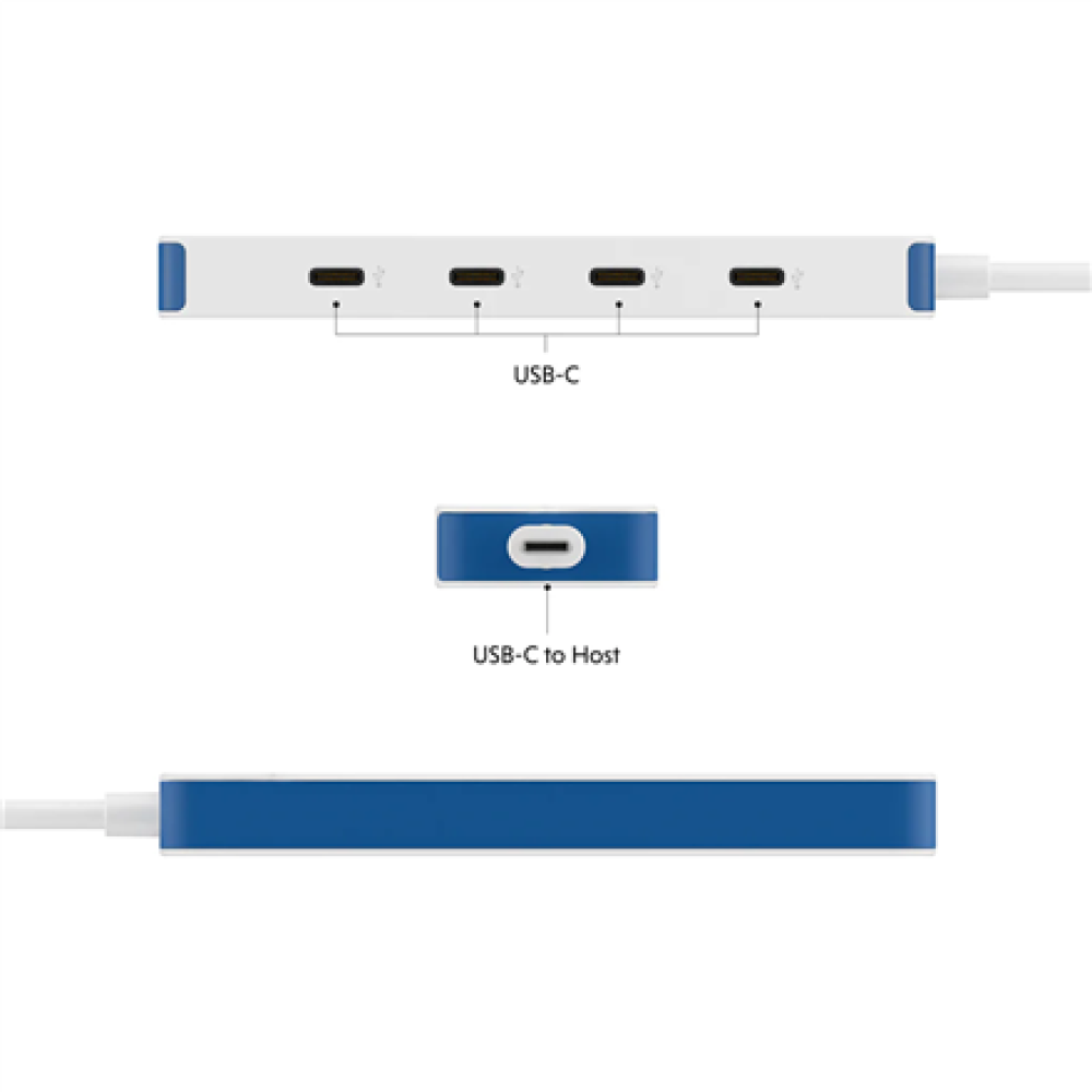 Hyper HyperDrive Flex 4 Port USB-C Hub, White/Blue , HD5201BUGL