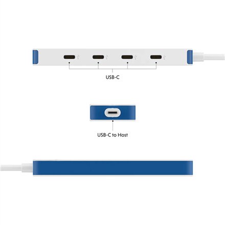Hyper HyperDrive Flex 4 Port USB-C Hub, White/Blue , HD5201BUGL
