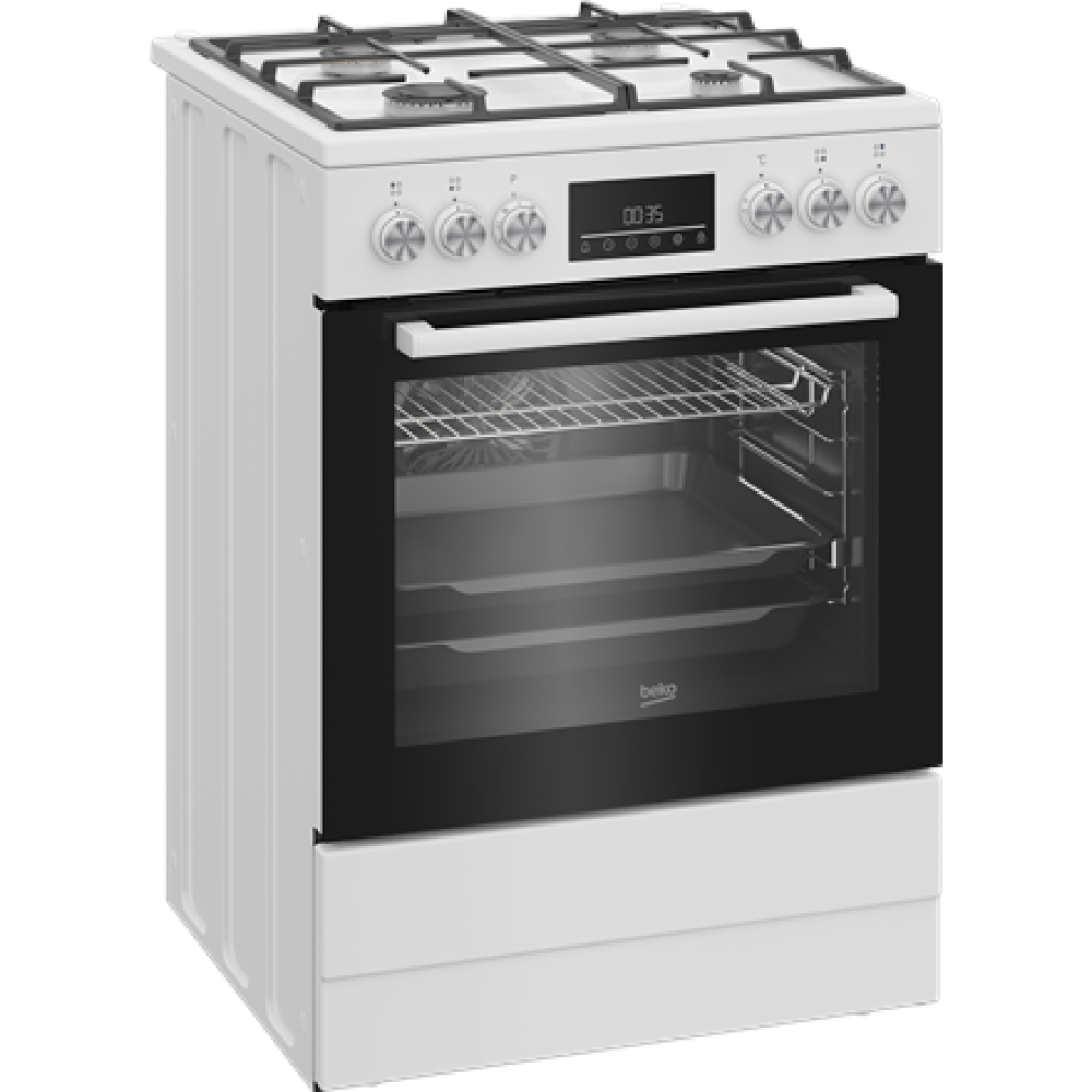 BEKO Cooker , FBM62330GWDTN , Hob type Gas , Oven type Electric , White , Width 60 cm , Grilling , LED , Depth 60 cm , 72 L