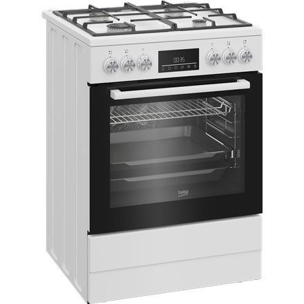 BEKO Cooker , FBM62330GWDTN , Hob type Gas , Oven type Electric , White , Width 60 cm , Depth 60 cm , Grilling , LED , Energy efficiency class A , 72 L