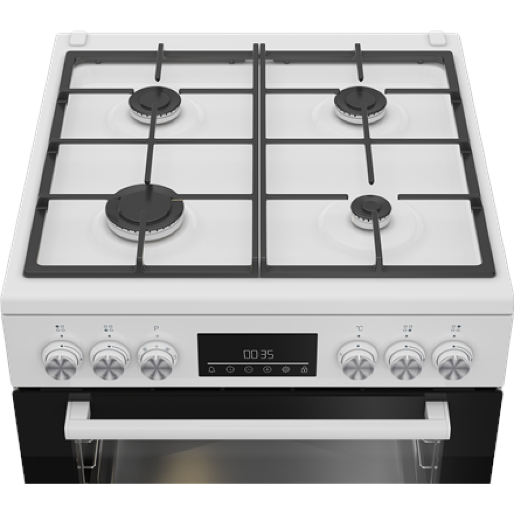 BEKO Cooker , FBM62330GWDTN , Hob type Gas , Oven type Electric , White , Width 60 cm , Grilling , LED , Depth 60 cm , 72 L