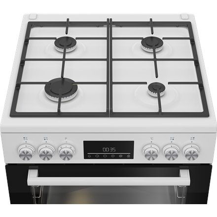 BEKO Cooker , FBM62330GWDTN , Hob type Gas , Oven type Electric , White , Width 60 cm , Depth 60 cm , Grilling , LED , Energy efficiency class A , 72 L
