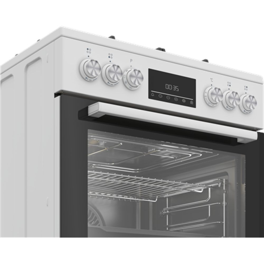 BEKO Cooker , FBM62330GWDTN , Hob type Gas , Oven type Electric , White , Width 60 cm , Grilling , LED , Depth 60 cm , 72 L