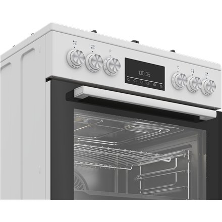 BEKO Cooker , FBM62330GWDTN , Hob type Gas , Oven type Electric , White , Width 60 cm , Depth 60 cm , Grilling , LED , Energy efficiency class A , 72 L