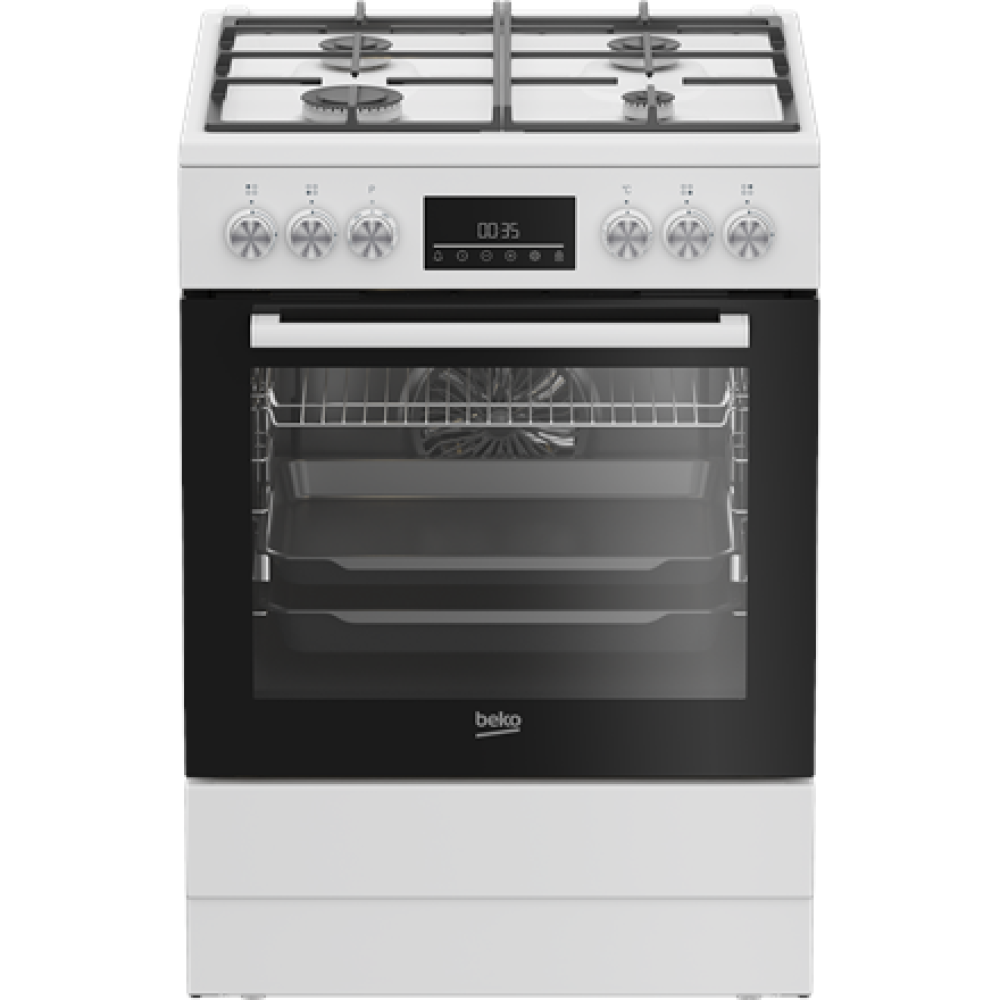 BEKO Cooker , FBM62330GWDTN , Hob type Gas , Oven type Electric , White , Width 60 cm , Grilling , LED , Depth 60 cm , 72 L