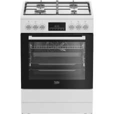 BEKO Cooker , FBM62330GWDTN , Hob type Gas , Oven type Electric , White , Width 60 cm , Grilling , LED , Depth 60 cm , 72 L