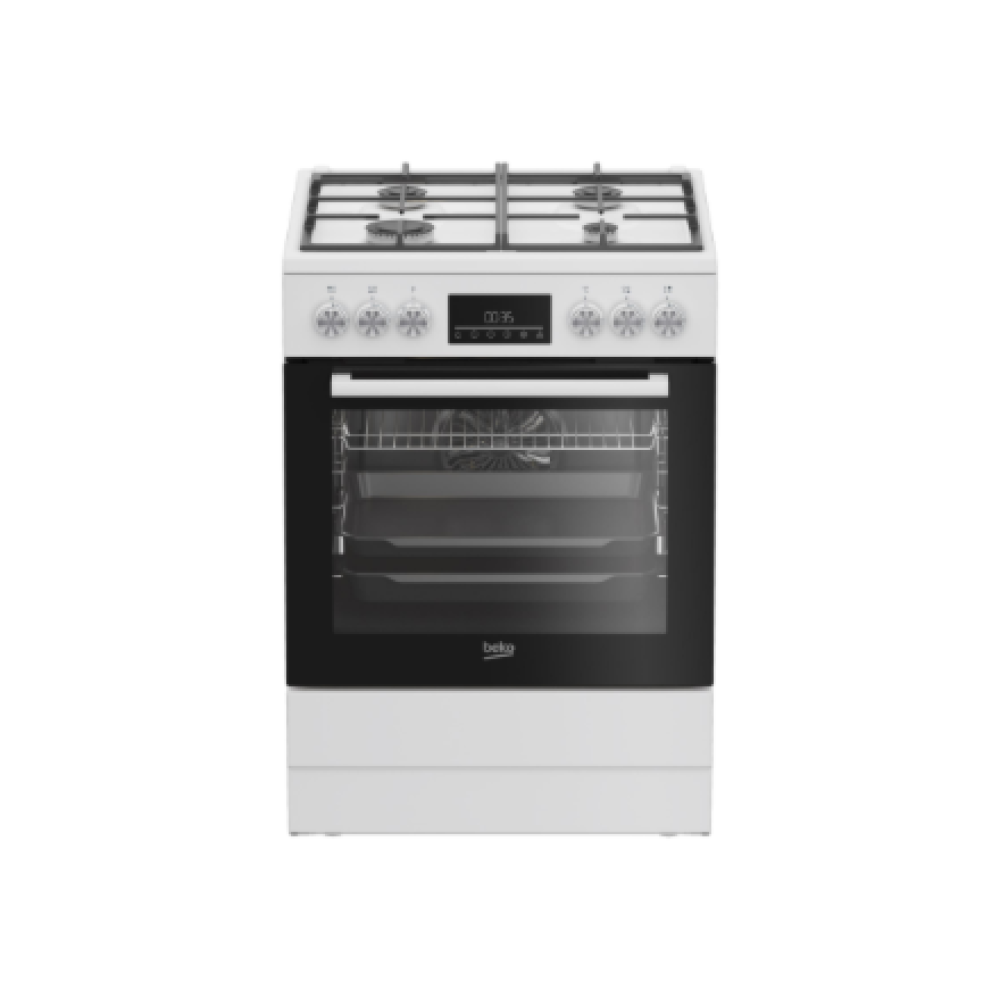 BEKO Cooker , FBM62330GWDTN , Hob type Gas , Oven type Electric , White , Width 60 cm , Grilling , LED , Depth 60 cm , 72 L