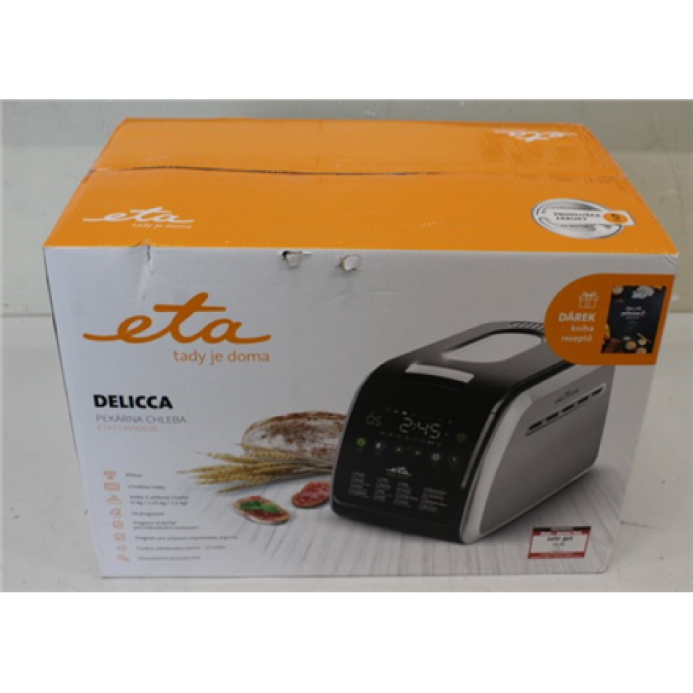 SALE OUT. ETA , Bread maker , Delicca II ETA714990030 , Power 850 W , Number of programs 12 , Display Yes , Black/Stainless steel , DAMAGED PACKAGING
