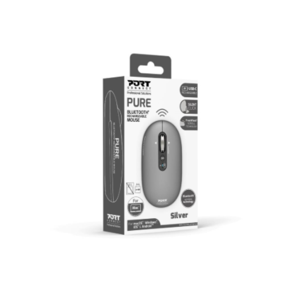 PORT CONNECT Mouse , PURE MAC , Wireless , Bluetooth , Gris clair