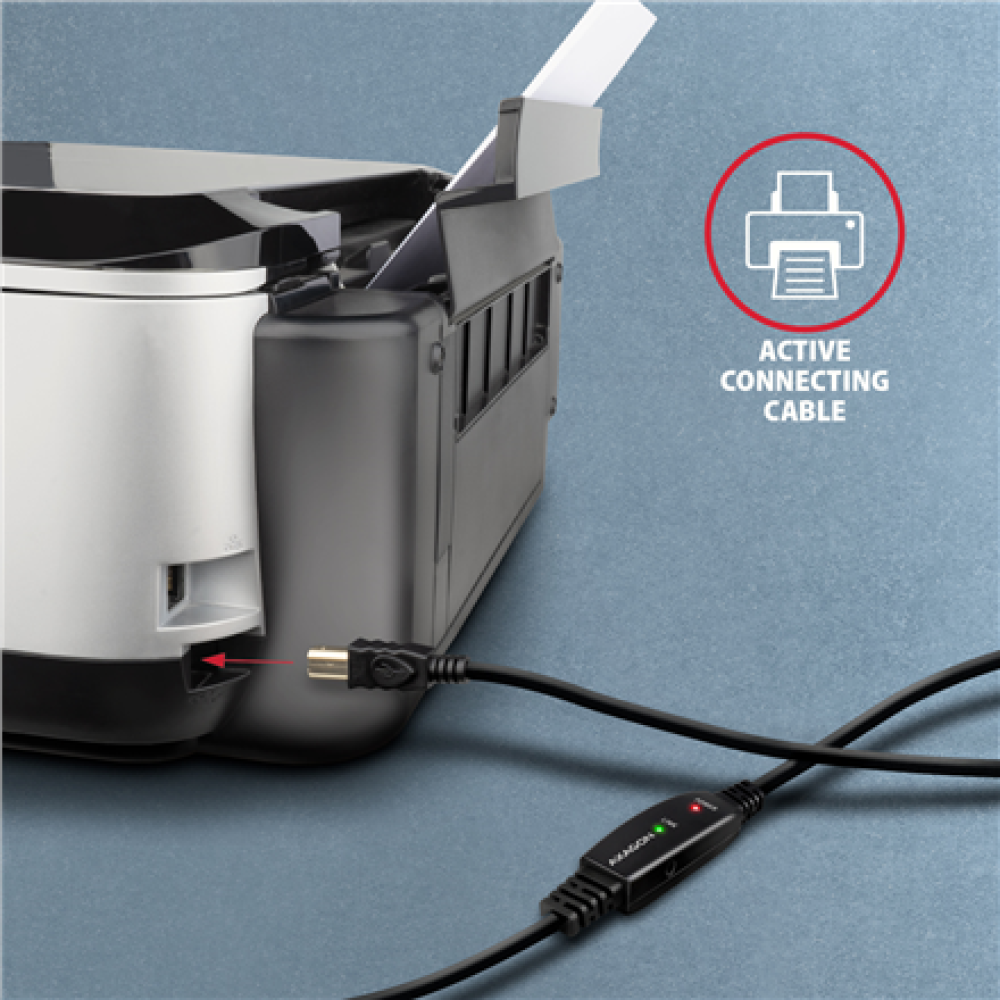AXAGON USB repeater cable, 15m , ADR-215B , USB Type A - USB Type B