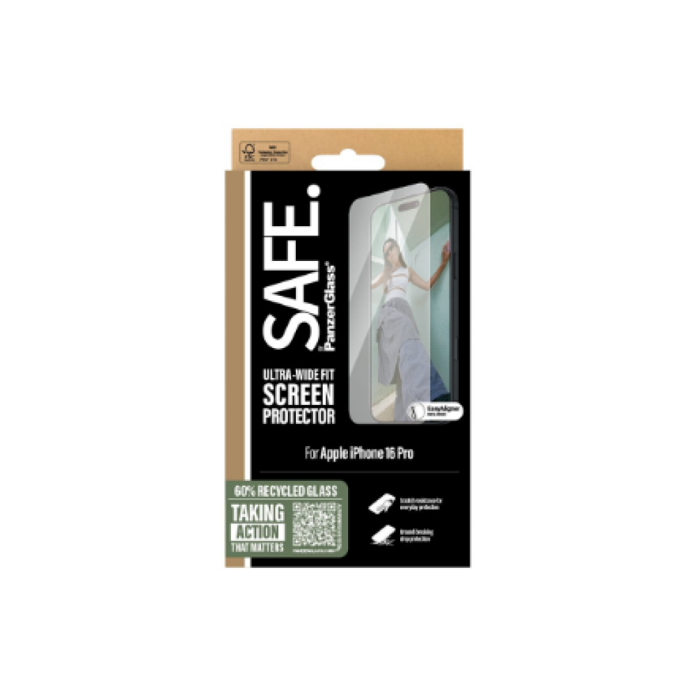 PanzerGlass Screen protector , Apple , iPhone 16 Pro , Glass , Transparent , Ultra-Wide Fit