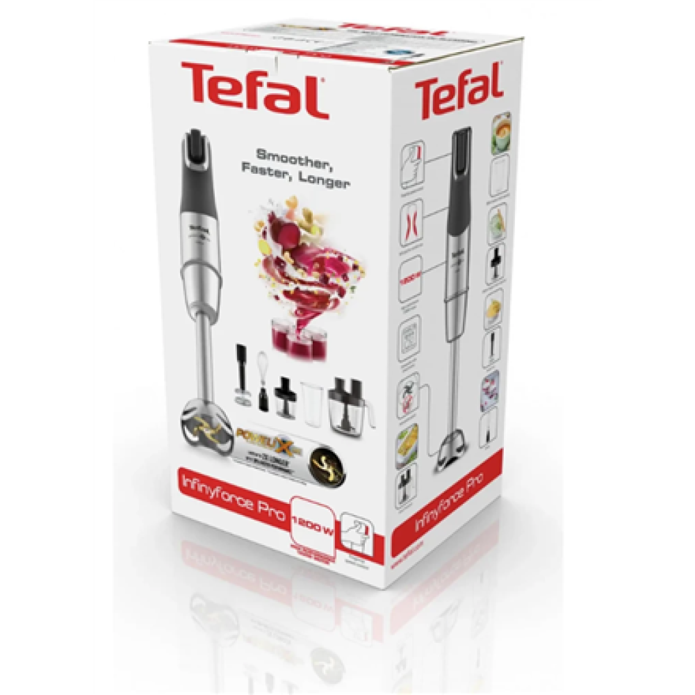 HB95LD38 TEFAL , Blender , Infinity Force Pro 5in1 HB95LD38 , Hand Blender , 1200 W , Number of speeds Variable , Black/Stainless steel