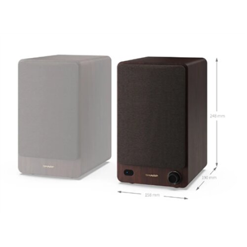 Sharp CP-SS30 Bookshelf Speakers, Brown , Sharp , Speakers , CP-SS30(BR) Bookshelf , 60 W , Bluetooth , Wireless connection , Brown