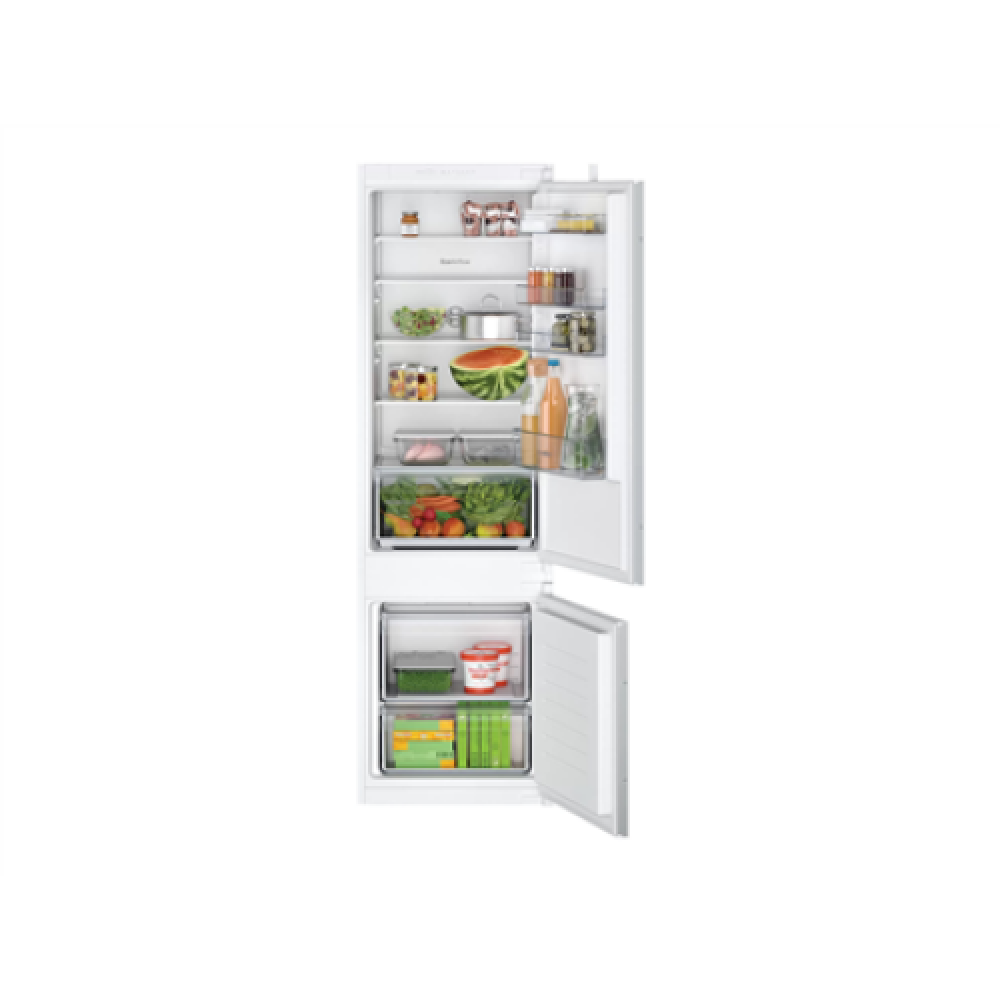 Bosch , KIV87NSE0 , Refrigerator , Energy efficiency class E , Built-in , Combi , Height 177.2 cm , Fridge net capacity 200 L , Freezer net capacity 70 L , 35 dB , White