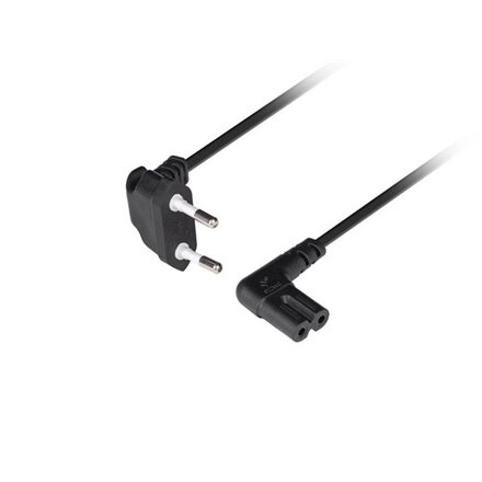 Lanberg CEE 7/16 to EC 320 C7 Euro (radio) power cord 1.8m angled VDE , CA-C7CA-12CC-0018-BK