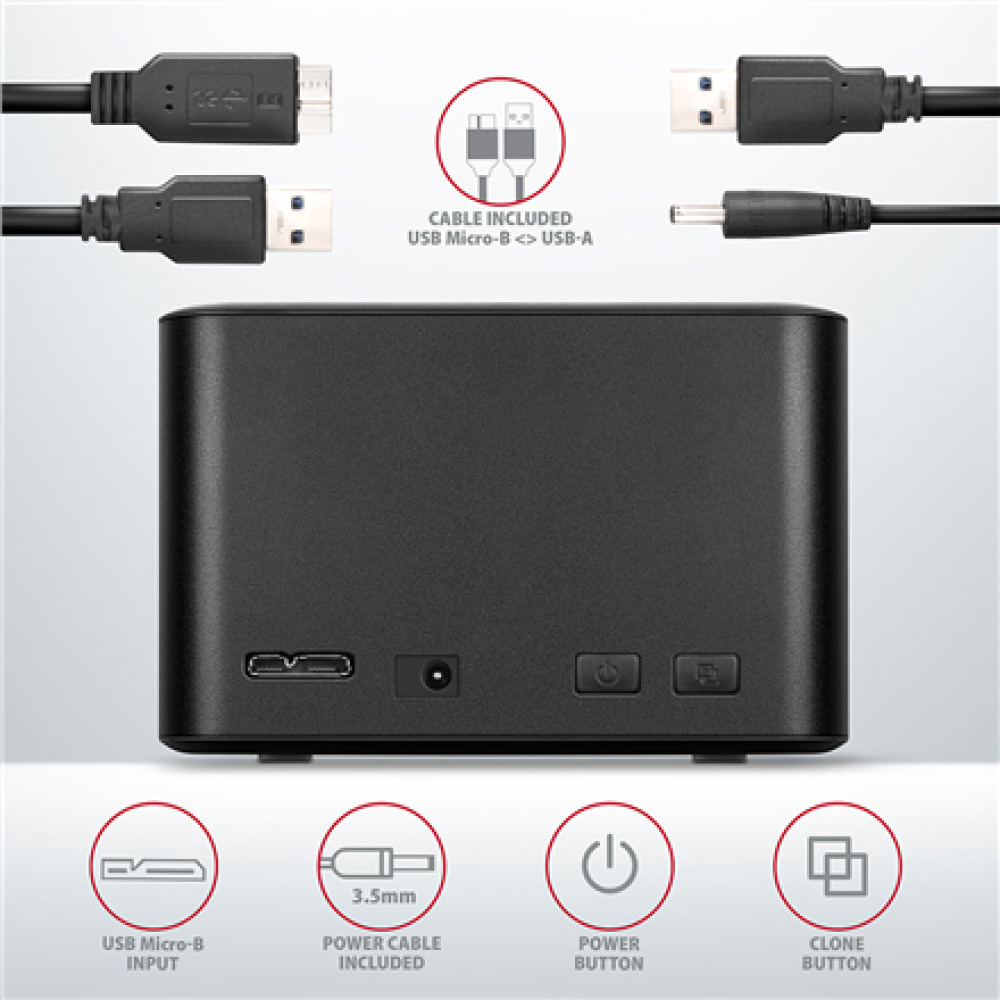 AXAGON , SuperSpeed USB DUAL 2.5 SSD/HDD MINI dock , ADSA-D25