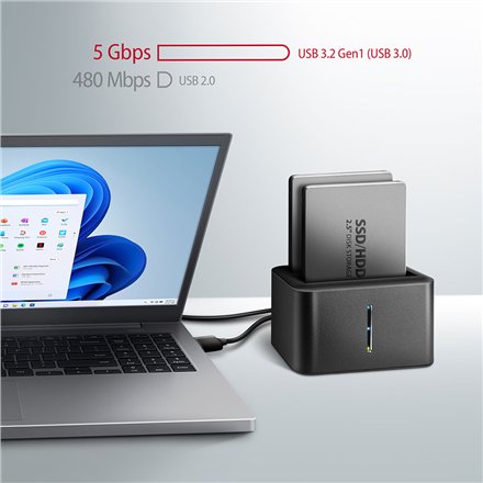 AXAGON , SuperSpeed USB DUAL 2.5 SSD/HDD MINI dock , ADSA-D25