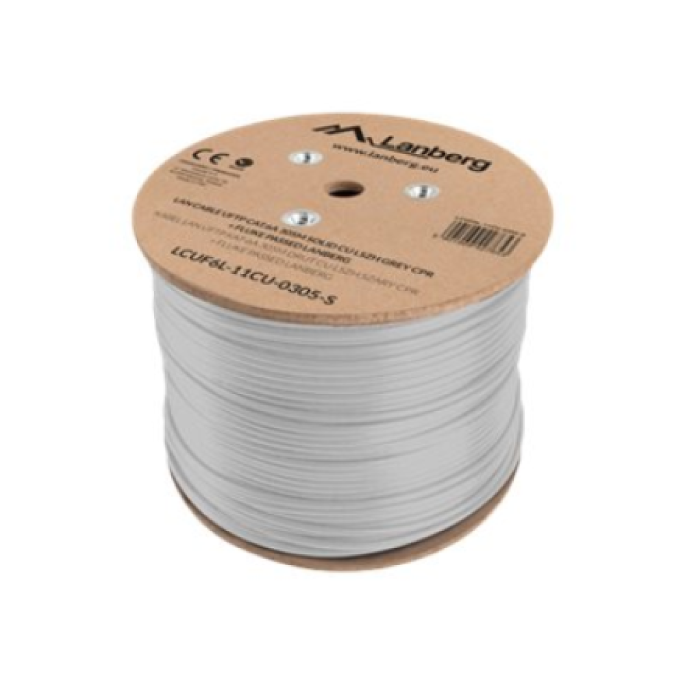 Lanberg , LAN Cable CAT.6A UFTP 305M Solid CU LSZH Grey CPR + Fluke Passed , LCUF6L-11CU-0305-S
