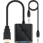 Goobay Black , HDMI male (type A) , VGA female (15-pin) , HDMI/VGA adapter, nickel plated , 68793
