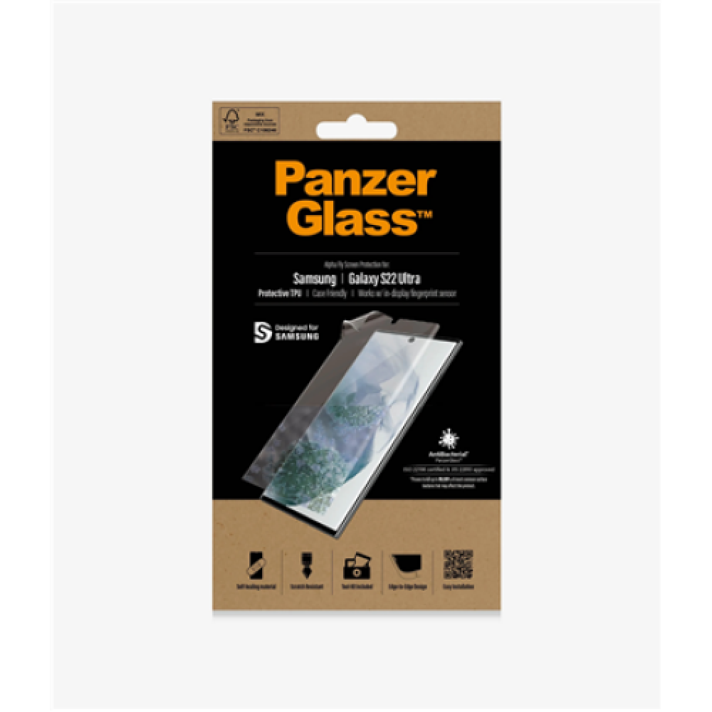 PanzerGlass Screen protector, Samsung, Galaxy S22 Ultra, Self-healing TPU, Transparent, Case Friendly
